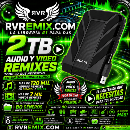 DISCO DURO EXTERNO 2 TB AUDIO Y VIDEO REMIXES