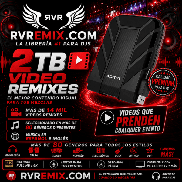 DISCO DURO EXTERNO 2 TB VIDEO REMIXES